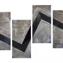 Black Blitz // Technique mixte et collage sur bois // 4 panneaux de 40 x 80 cm