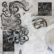 Mélodie // technique mixte et collage sur bois // 80 x80 cm