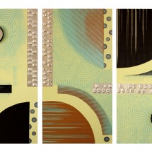 Eclipse Acoustique // Technique mixte et collage sur bois // 3 panneaux de 40 x 80 cm
