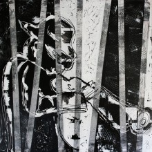 Jazzman // technique mixte et collage sur toile // 100 x 100 cm