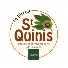Conception graphique de l'étiquette du Biscuit Saint Quinis de Lafitau