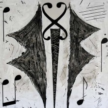 Le Gentleman Musical // Technique mixte et collage sur bois // 80 x80 cm