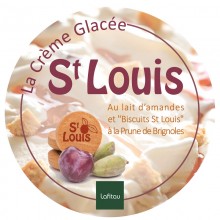 Conception graphique de l'étiquette de la crème Glacée St Louis de Lafitau
